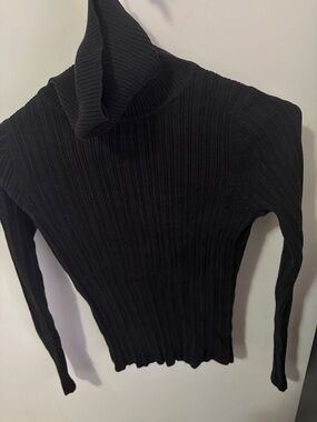 Cherokee Black Ribbed Turtleneck Sweater